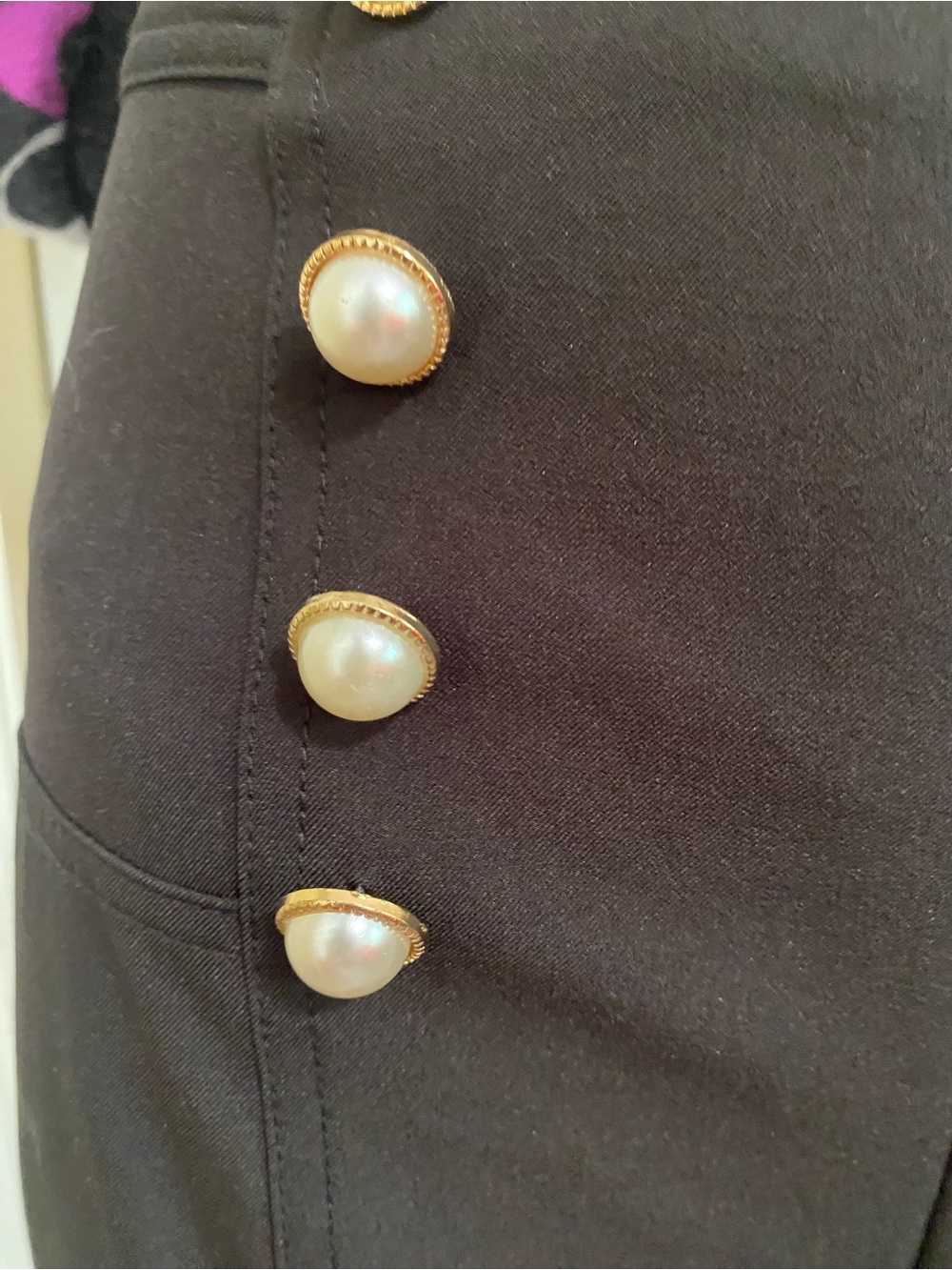 Lulumari Black High-Waist Sailor flare Trousers with Gold Buttons size small - Picture 6 of 11